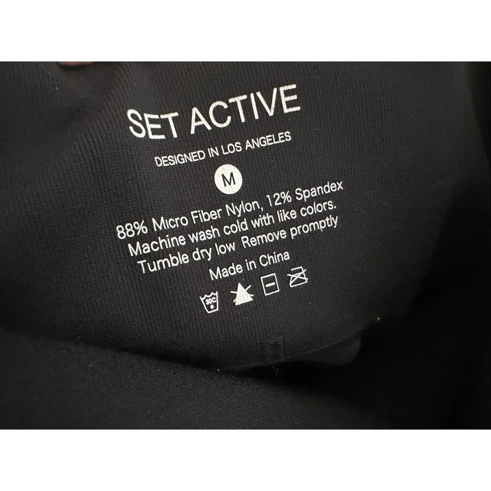 SET Active Black Knit Leggings Size Medium NWOT